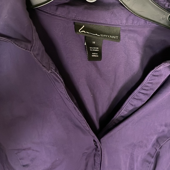 Lane Bryant Gorgeous Purple Button up long sleeve - Picture 2 of 6